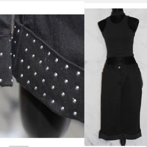 Black Capri Pants with Diamond Stud Cuffs (16)